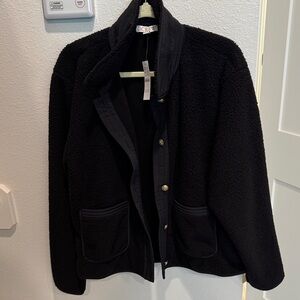 J. Crew women fleece jacket black NWT size XL